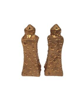 Weeping Gold Pair Salt and Pepper Shakers Savoy 22K Mid Century Vintage 3 3/4''
